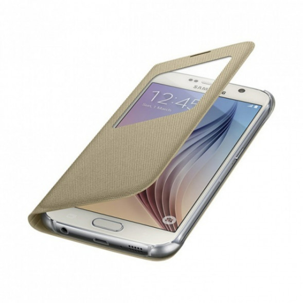 Чехол для Samsung Galaxy S6 S-View Cover (EF-CG920BFE), Gold в Калининграде